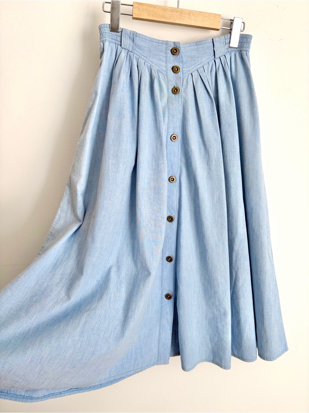 Marks & Spencer Light Blue A-Line Button-Front Skirt - Picture 4 of 7